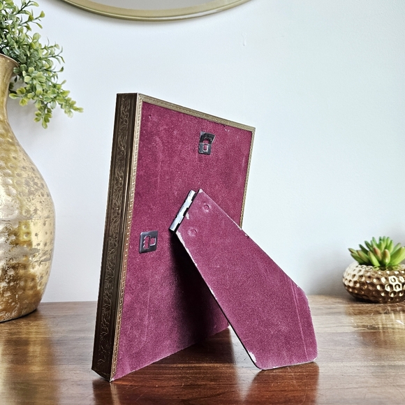 Vintage Gold And Brown Handmade Herbarium Dried Flower Art Box Metal Frame - Picture 12 of 14